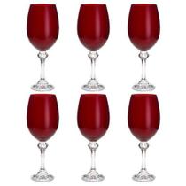Jogo de taças para vinho em cristal Bohemia Elisa Rubi 450ml 6 peças vermelho