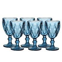 Jogo De Taças Para Vinho Ou Água 6 Peças Diamond 320ml Azul - Mimo Style Jogo De Taças Para Vinho Ou Água 6 Peças Diamond 320ml Azul - Mimo Style