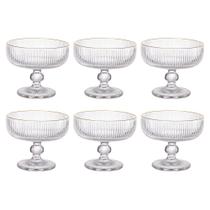 Jogo de taças sobremesa em vidro com borda dourada L'Hermitage Cameratta 310ml 6 peças