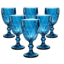 Jogo de Taças Vidro 6 Peças 300ml Hajato Bico De Abacaxi Azul Jogo de Taças Vidro 6 Peças 300ml Hajato Bico De Abacaxi Azul