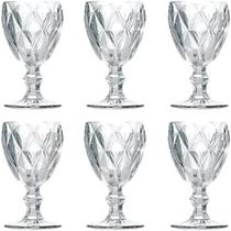 Jogo De Taças Vidro 6 Taças Para Água E Vinho Diamond 350 Ml Luxo Jogo De Taças Vidro 6 Taças Para Água E Vinho Diamond 350 Ml Luxo