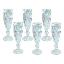 Jogo de taças vidro de champagne furta-cor 160ml 6 peças