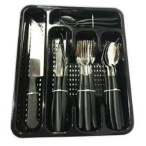 Jogo de Talher Faqueiro Inox 26 Peças Preto Fratelli