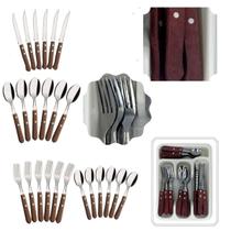 Jogo De Talher Madeira Com Divisória 25 Pçs P/ Churrasco Jogo De Talher Madeira Com Divisória 25 Pçs P/ Churrasco