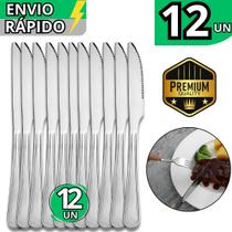 Jogo de Talheres 12 Faca Em Inox de Serra Refeição Churrasco Cozinha Restaurante Mesa Lanchonete