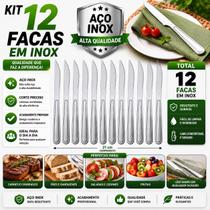 Jogo de Talheres 12 Faca Em Inox de Serra Refeição Churrasco Cozinha Restaurante Mesa Lanchonete Jogo de Talheres 12 Faca Em Inox de Serra Refeição Churrasco Cozinha Restaurante Mesa Lanchonete