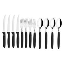 Jogo de Talheres 12 Peças Inox com Garfos Facas Colheres Preto Jogo de Talheres 12 Peças Inox com Garfos Facas Colheres Preto