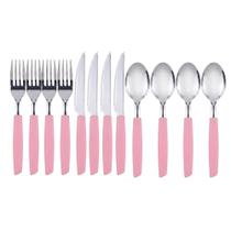 Jogo de Talheres 12 Peças Inox com Garfos Facas Colheres Rosa Jogo de Talheres 12 Peças Inox com Garfos Facas Colheres Rosa