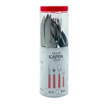 Jogo de Talheres 16 Peças Vermelha Inox Moderno Resistente Elegante Refeições Diárias Faca Garfo Colher Mesa Posta Jogo de Talheres 16 Peças Vermelha Inox Moderno Resistente Elegante Refeições Diárias Faca Garfo Colher Mesa Posta