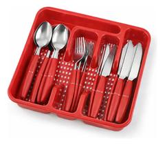 Jogo De Talheres 17 Peças Inox Com Suporte Cores Variadas Jogo De Talheres 17 Peças Inox Com Suporte Cores Variadas