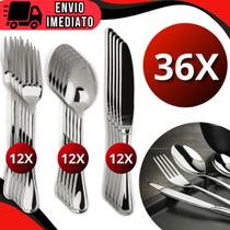 Jogo de Talheres 18 36 54 e 72 Peças Garfo Faca e Colher Prime Cozinha Aço Inox Premium Casa Cozinha