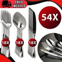 Jogo de Talheres 18 36 54 e 72 Peças Garfo Faca e Colher Prime Cozinha Aço Inox Premium Casa Cozinha