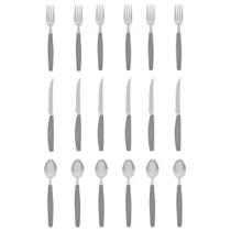 Jogo de Talheres 18 Peças Cabo Plástico Aço Inox Cozinha Jogo de Talheres 18 Peças Cabo Plástico Aço Inox Cozinha