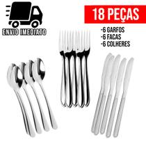 Jogo de Talheres 18 Peças para Cozinha 6 Garfos 6 Facas 6 Colheres Conjunto de Talheres Aço Inox Jogo de Talheres 18 Peças para Cozinha 6 Garfos 6 Facas 6 Colheres Conjunto de Talheres Aço Inox
