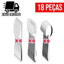 Jogo de Talheres 18 Peças para Mesa Cozinha 6 Garfos 6 Facas 6 Colheres Aço Inox Premium