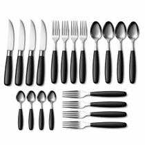Jogo de Talheres 21 Peças Inox Faqueiro Completo Preto Jogo de Talheres 21 Peças Inox Faqueiro Completo Preto