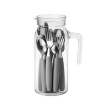 Jogo de Talheres 24 Peças + 1 Jarra de Vidro Talher Aço Inox Louça Cozinha Utensílios de Cozinha Faqueiro Útil Bazar -