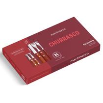Jogo de Talheres 24 Peças Aço Inox Cabos Madeira Faqueiro