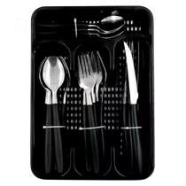 Jogo de Talheres 24 Peças Preto com Suporte Snel Home