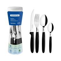 Jogo de Talheres 24 Peças Tramontina Ipanema 23399091 Preto Jogo de Talheres 24 Peças Tramontina Ipanema 23399091 Preto