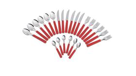 Jogo de Talheres 24 Peças Vermelho em Aço ( 25668 ) Jogo de Talheres 24 Peças Vermelho em Aço ( 25668 )