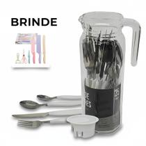 Jogo De Talheres 25 Peças Aço Inox Com Porta Talher Jarra + Brinde Especial