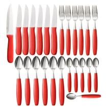 Jogo de Talheres 26 Peças Inox Faqueiro Completo Porta Talher Vermelho Jogo de Talheres 26 Peças Inox Faqueiro Completo Porta Talher Vermelho