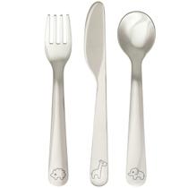 Jogo de Talheres 3 Unidades Infantil Colher Garfo Faca Inox Pontas Arredondadas Buba