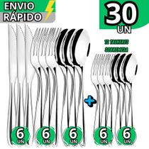 Jogo de Talheres 30 Peças em Inox Completo e Resistente Para Uso Diário ou Festas Jogo de Talheres 30 Peças em Inox Completo e Resistente Para Uso Diário ou Festas
