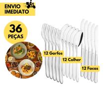 Jogo de Talheres 6 Peças ou 36 Faqueiro de Inox 12 Garfos, 12 Facas 12 Colheres Ideal para Cozinhas Jogo de Talheres 6 Peças ou 36 Faqueiro de Inox 12 Garfos, 12 Facas 12 Colheres Ideal para Cozinhas