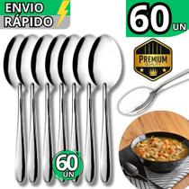 Jogo de Talheres 60 Colher Em Inox Sopa Caldo Cozinha Restaurante Mesa Lanchonete