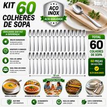 Jogo de Talheres 60 Colher Em Inox Sopa Caldo Cozinha Restaurante Mesa Lanchonete Jogo de Talheres 60 Colher Em Inox Sopa Caldo Cozinha Restaurante Mesa Lanchonete