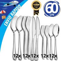 Jogo de Talheres 60 Peças Inox Premium Garfo, Faca, Colher, Sobremesa Alta Qualidade