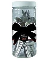 Jogo De Talheres Aço Inox 24 Peças Com Pote Multiuso