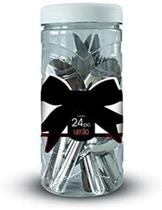 Jogo De Talheres Aço Inox 24 Peças Com Pote Multiuso - Verão