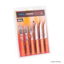 Jogo de Talheres Aço Inox e Madeira 12 Peças Tramontina Dynamic 22399 Cor Marrom