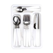 Jogo de talheres c 25 peças Porta Talher Faqueiro com garfo faca organizador preto vermelho branco Jogo de talheres c 25 peças Porta Talher Faqueiro com garfo faca organizador preto vermelho branco