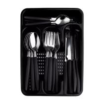 Jogo de talheres c 25 peças Porta Talher Faqueiro com garfo faca organizador preto vermelho branco Jogo de talheres c 25 peças Porta Talher Faqueiro com garfo faca organizador preto vermelho branco
