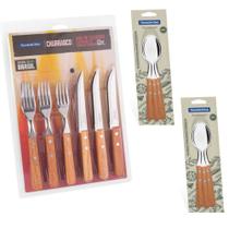 Jogo De Talheres Cabo Madeira faca serra Tramontina 18 Peças