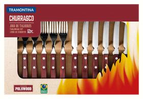 Jogo de Talheres Churrasco Aço Inox com Cabo Vermelho Polywood 12 Pçs Tramontina