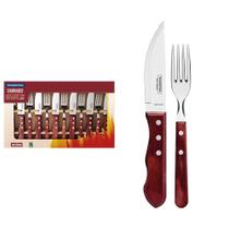 Jogo de Talheres Churrasco Jumbo 12 Peças Inox/Vermelho