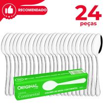 Jogo de Talheres Colher de Mesa Inox C/24pçs Continental Original Line Buffet Mesa Posta Jantar