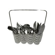 Jogo de Talheres com 24 Peças e Suporte Branco - Quanhe Jogo de Talheres com 24 Peças e Suporte Branco - Quanhe