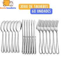 Jogo de Talheres com 60 peças em Aço Inoxidável para Comida e Restaurante Casa Cozinha Bar Buffet Ho Jogo de Talheres com 60 peças em Aço Inoxidável para Comida e Restaurante Casa Cozinha Bar Buffet Ho