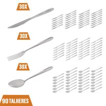 Jogo de Talheres Com 90 Peças Garfo Colher Faca Inox Polido Jogo de Talheres Com 90 Peças Garfo Colher Faca Inox Polido