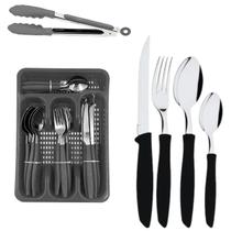 Jogo de Talheres com Porta Talher 26pç Preto Lehavi
