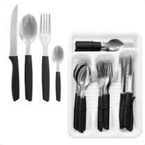 Jogo De Talheres Conjunto inox Kit Faqueiro Com Suporte Garfos Facas e Colheres 25 Peças Jogo De Talheres Conjunto inox Kit Faqueiro Com Suporte Garfos Facas e Colheres 25 Peças