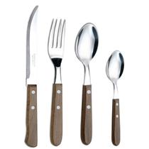 Jogo de Talheres Cucina Mia Cabo de Madeira 24pçs Faqueiro Simonaggio Jogo de Talheres Cucina Mia Cabo de Madeira 24pçs Faqueiro Simonaggio