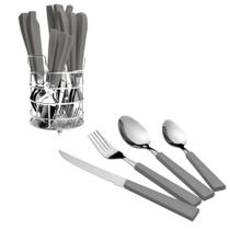 Jogo De Talheres Em Aço Inox Com Cabo Plástico Cinza 25 Peças Full Fit Jogo De Talheres Em Aço Inox Com Cabo Plástico Cinza 25 Peças Full Fit