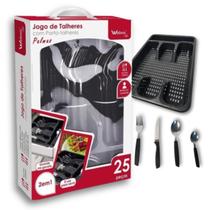 Jogo de Talheres em Inox 25 Peças com Porta-Talheres Organizador